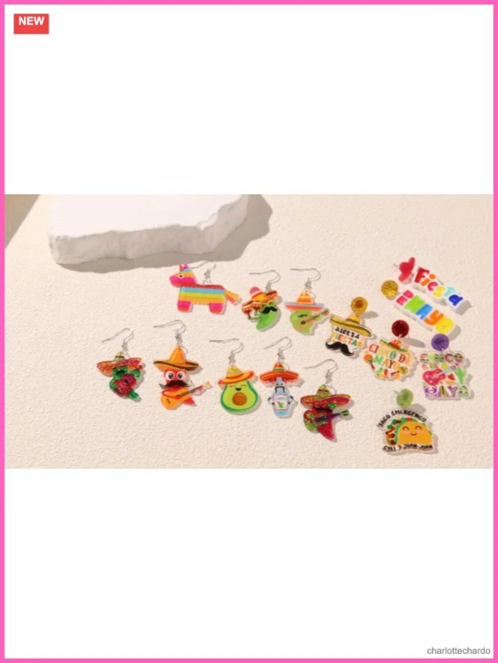 Acrylic Alloy Dangle Drop Cinco De Mayo Fiesta Statement Earrings Gift